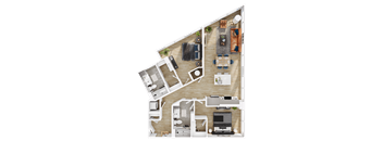 a floor plan of a house with a bedroom and a living room