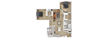 a floor plan of a house with a bedroom and a living room