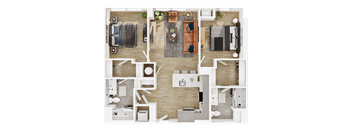a floor plan of a house with a bedroom and a living room