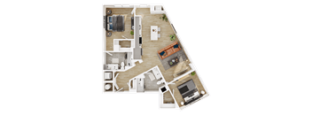 a floor plan of a house with a bedroom and a living room