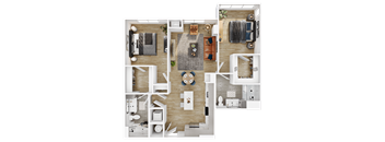 a 3d drawing of a floor plan of a house