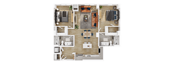 a birds eye view of a bedroom floor plan of a house
