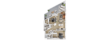 a floor plan of a house with a bedroom and a living room