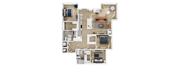 a 3d rendering of a floor plan of a house