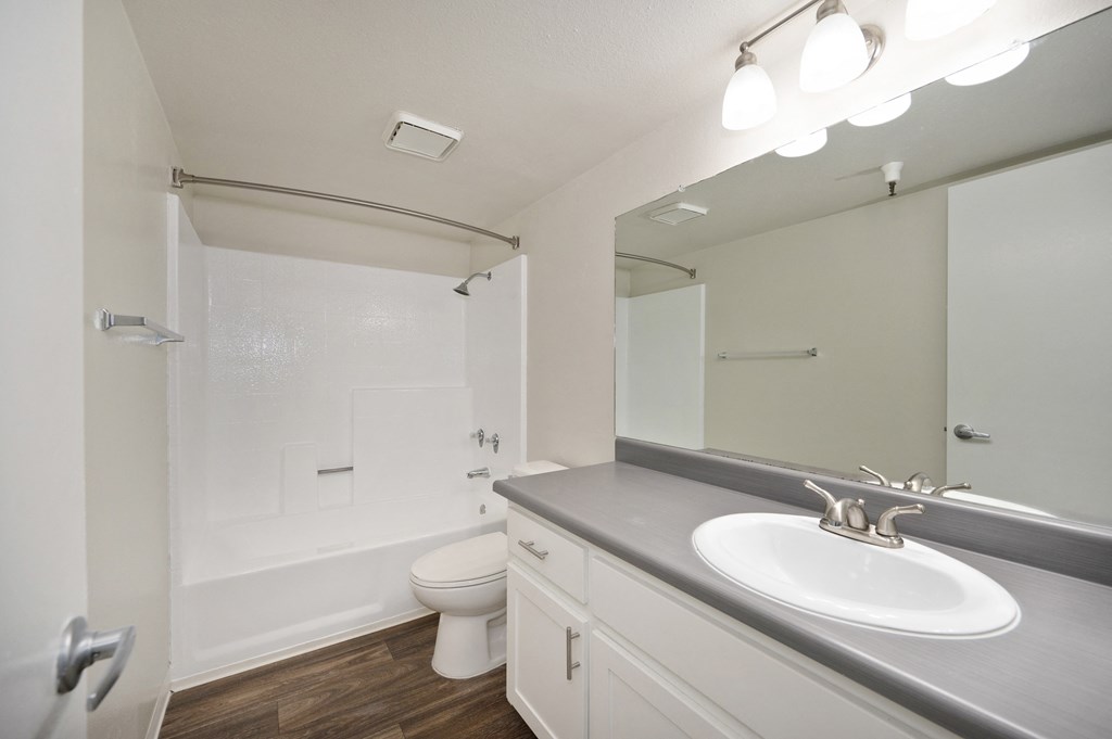 a 2-bedroom apartment bathroom with a sink and a toilet