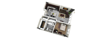 a floor plan of a house with a bedroom and a living room