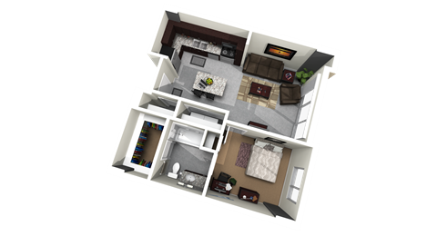 a floor plan of a house with a bedroom and a living room