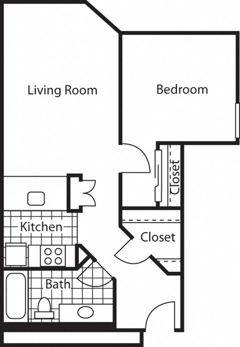 a floor plan of a house with a bedroom and a living room