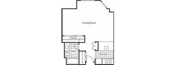 a floor plan of a house with a bedroom and a living room