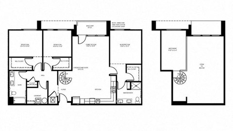 Three Bedroom Loft Floor plan