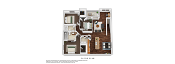 A floor plan of a house with a kitchen, living room, and two bedrooms.