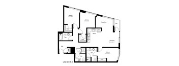 A floor plan of a 3/2.5 apartment layout.