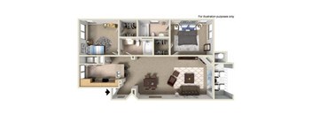 3d floorplan at The Missions at Rio Vista, San Diego, CA, 92108