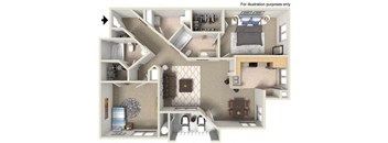 3d floorplanat The Missions at Rio Vista, San Diego, CA, 92108