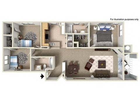 3d floorplanat The Missions at Rio Vista, California, 92108