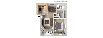 3d floorplan at Santee Villas, Santee, CA