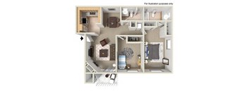 3d floorplan at Santee Villas, California, 92071