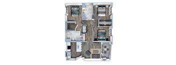 3d floor plan of a bedroom apartment