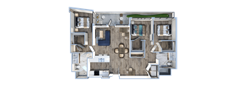 a 3d floor plan of a592592