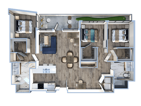 a 3d floor plan of a592592