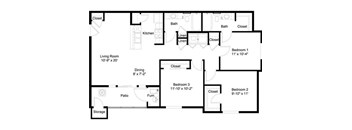A black and white image of a house floor plan.