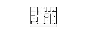 A black and white floor plan of a house with labeled rooms.
