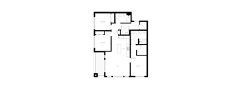 A black and white image of a floor plan with labeled rooms.