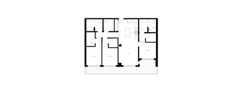 A black and white floor plan of a house with labeled rooms.
