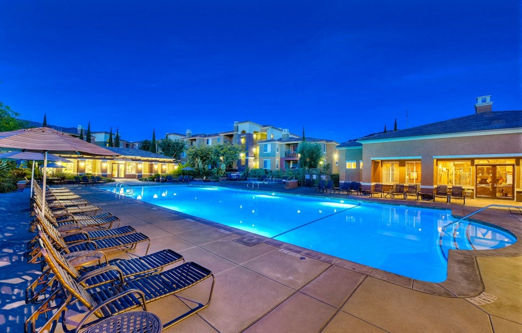 Swimming Pool with Lounge Chairs, at Casoleil, San Diego, CA