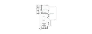 a floor plan of a house with a bedroom and a living room