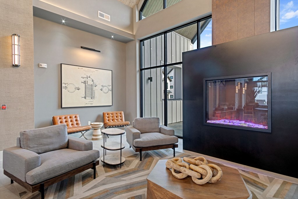 the preserve at ballantyne commons living room with fireplace