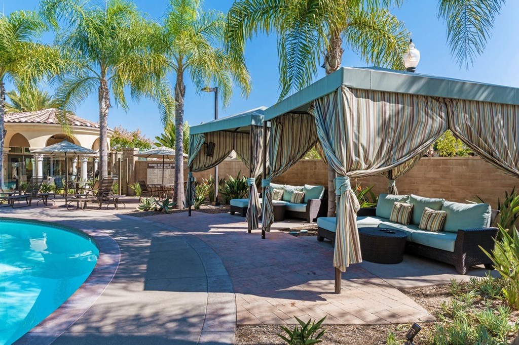 pool cabanas at Tavera Apartments