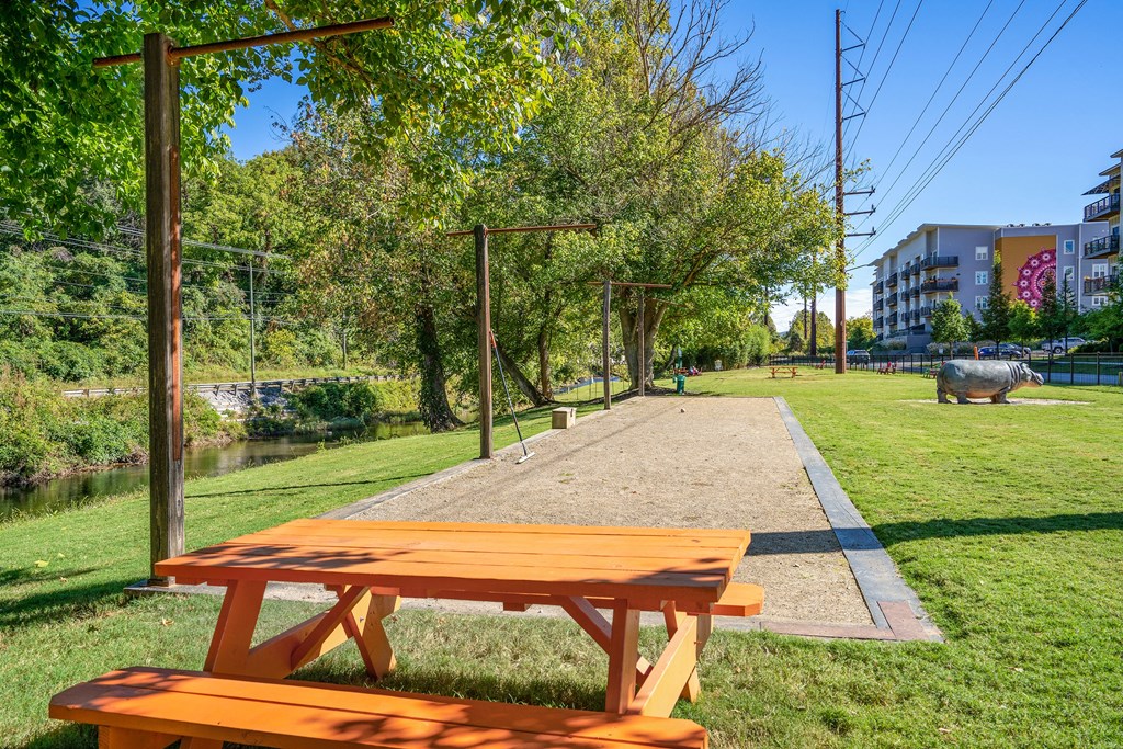 Italian Bocce Ball Court with picnic table