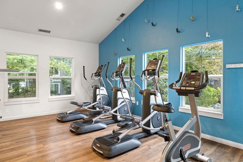Gym with cardio equipment at the colony house apartments at Canyon Creek, Wilsonville, OR, 97070