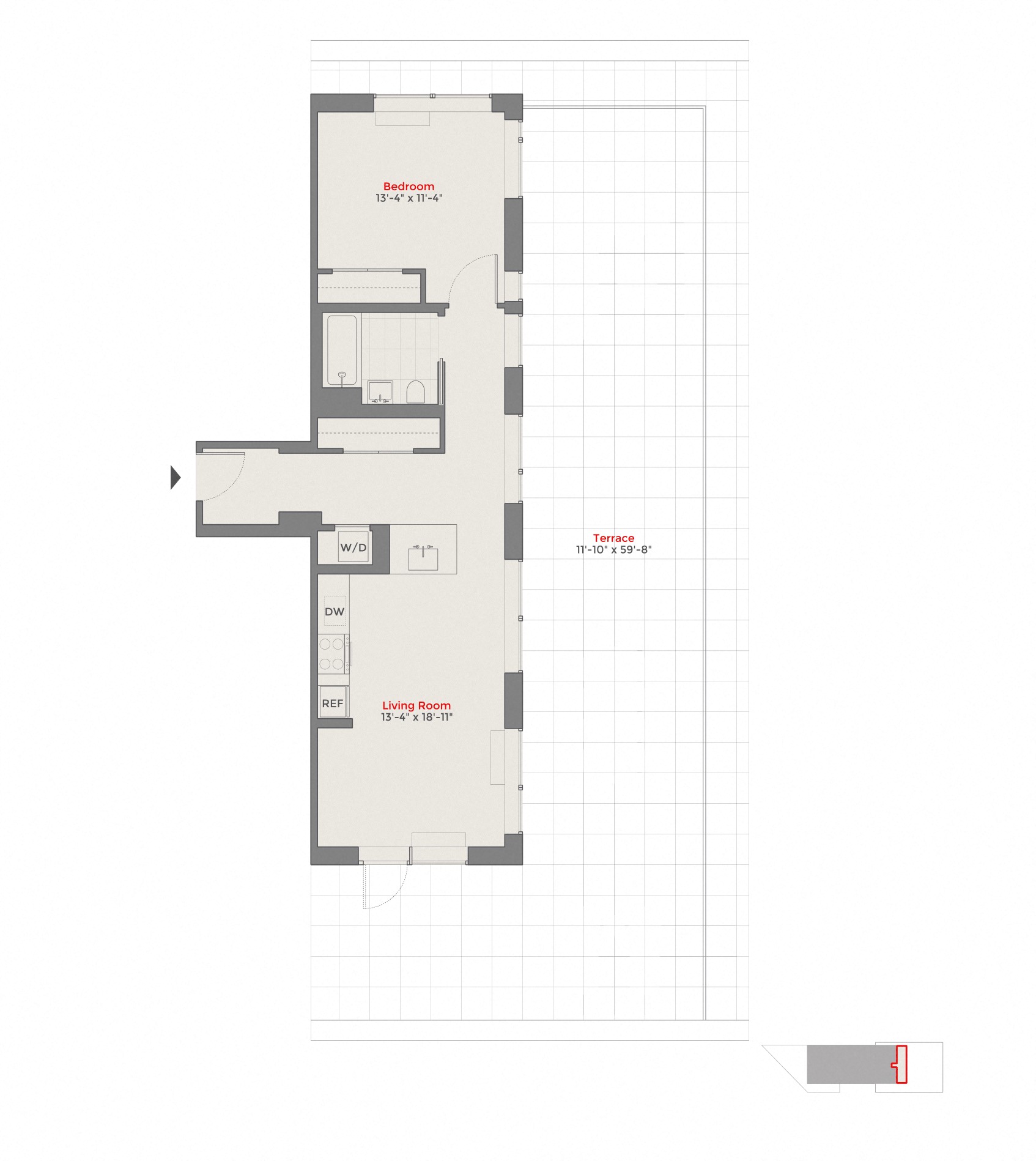 Floorplan A12 1 Bed 1 bath