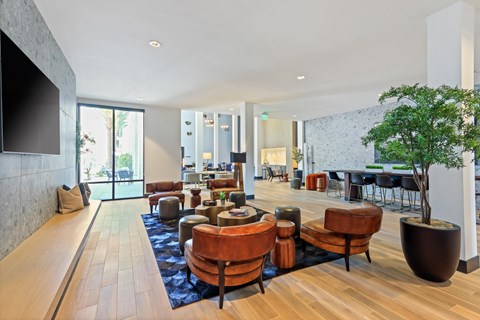 Living room filled with furniture and a large window at Array La Mesa, La Mesa