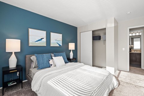 Model Apartment Bedroom at Central Park East, Bellevue, 98007