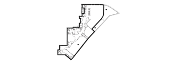 A black and white image of a floor plan of a building.