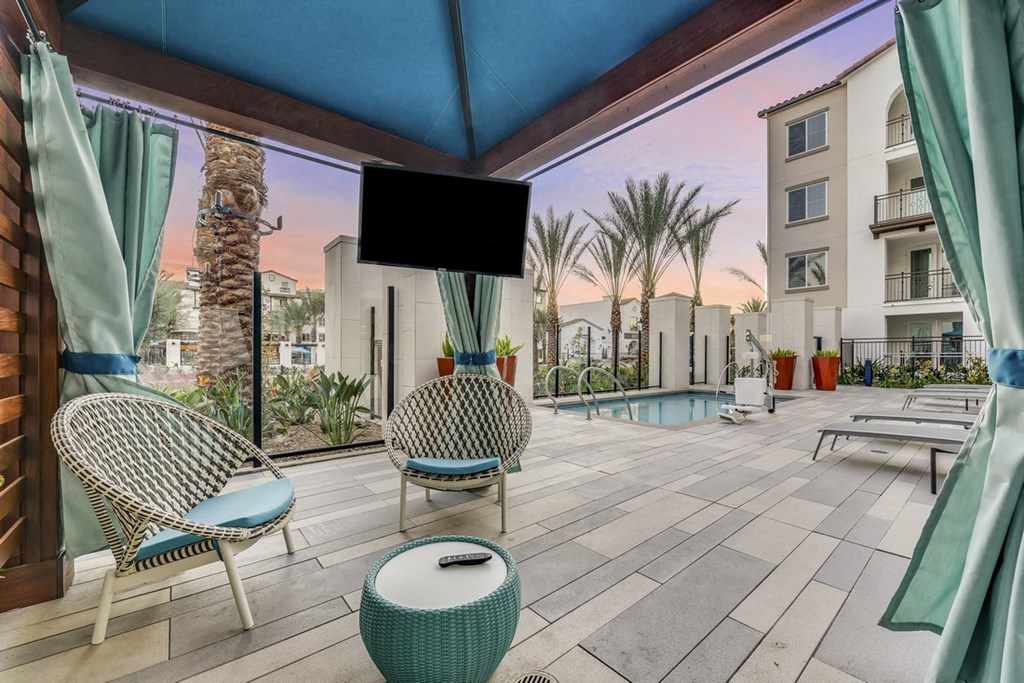 Outdoor lounge at Sola, San Diego, 92130