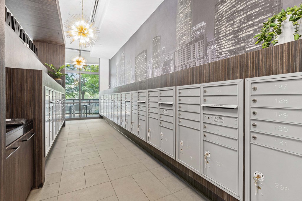 a lockers area in the kitchen at the preserve at great pond apartments in windsor locks