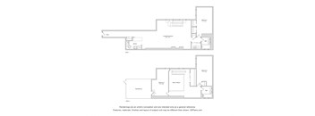 a floor plan of a house with two different elevations