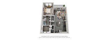 a 3d floor plan of a 1 bedroom apartment