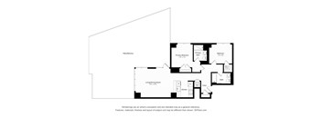 A floor plan of a house with two primary bedrooms, a living room, a kitchen, a bath, and an entry.