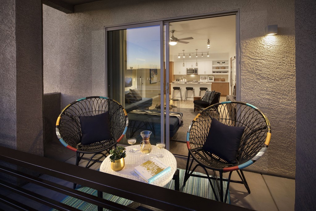 Balcony with patio furniture