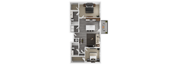 a 3d floor plan of a bedroom apartment