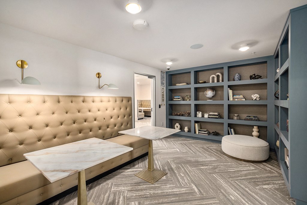 a living room with a couch and a table