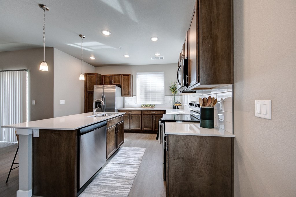 Pelican kitchen with island view