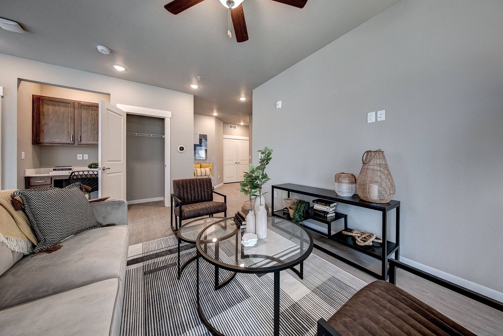 Living room with closet