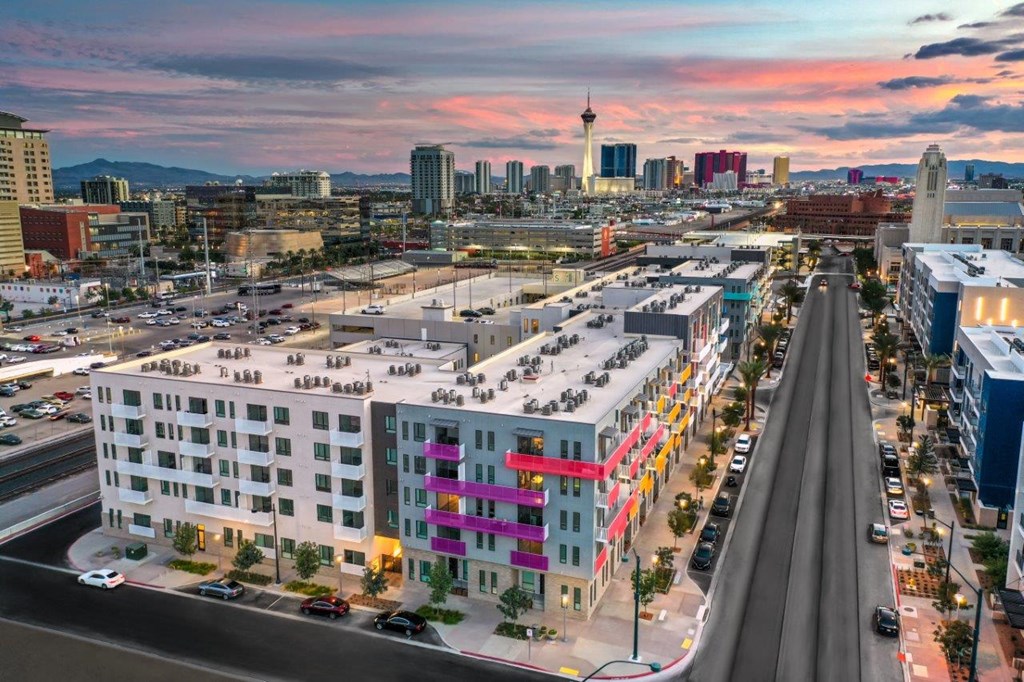 Exterior view of Parc Haven with sunset in background