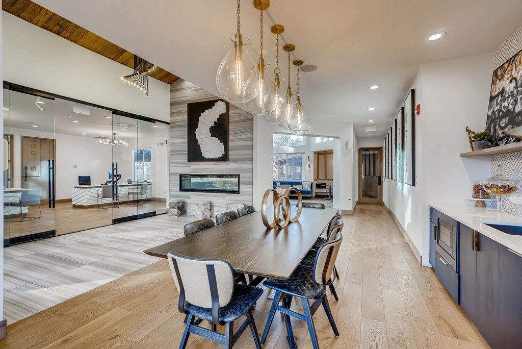 clubhouse table and fire place